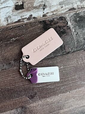 SALE! Coach Pink Leather and Silver Metal Tag Charms!